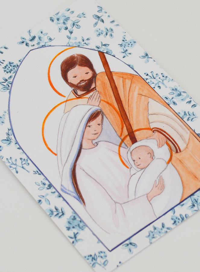 Cartolina di Battesimo - Sacra Famiglia - Rose Blu (pic 3)