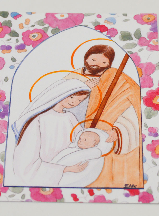 Cartolina di Battesimo - Sacra Famiglia - Icona Rosa (pic 2)
