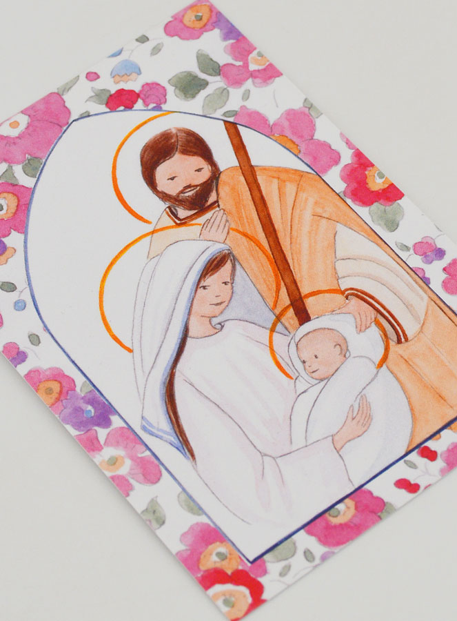 Cartolina di Battesimo - Sacra Famiglia - Icona Rosa (pic 3)