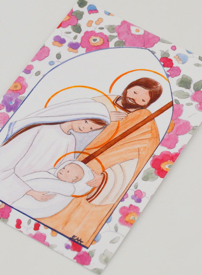 Cartolina di Battesimo - Sacra Famiglia - Icona Rosa (pic 4)