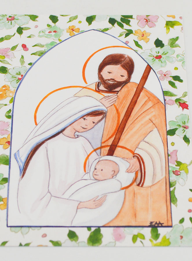 Cartolina di Battesimo -Sacra Famiglia - Verde (pic 2)