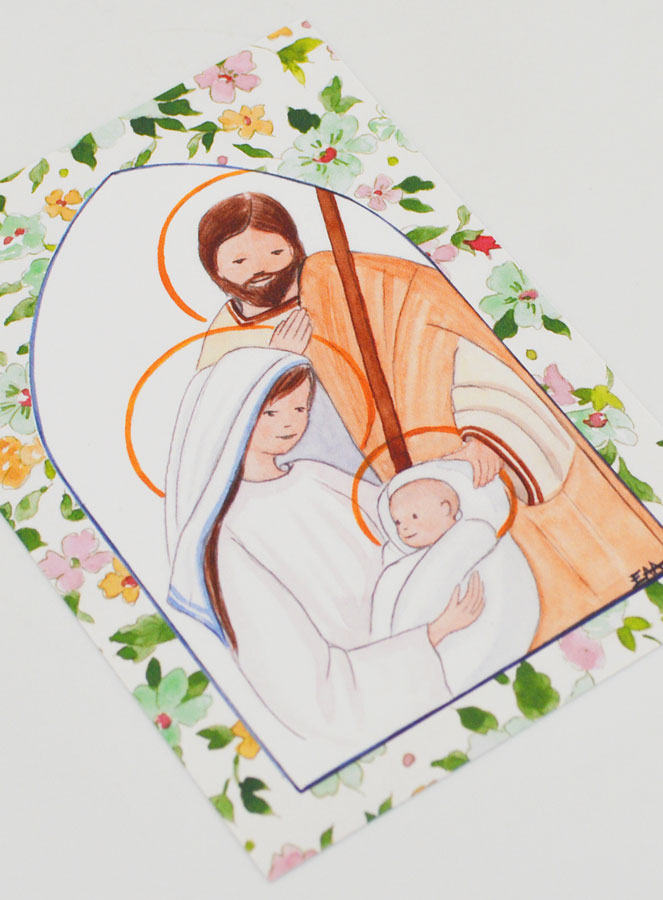 Cartolina di Battesimo -Sacra Famiglia - Verde (pic 3)
