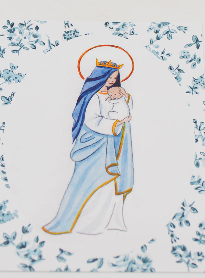 Cartolina di Battesimo - Vergine Incoronata con Bambino Gesù (pic 2)