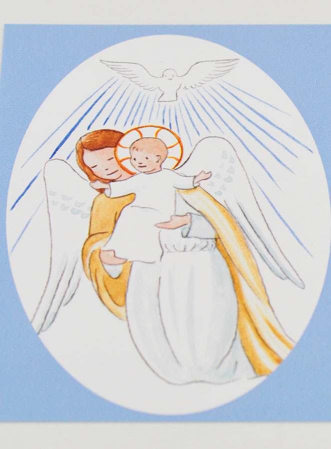 Cartolina di Battesimo - Angelo Custode e Spirito Santo - Azzurro (pic 2)