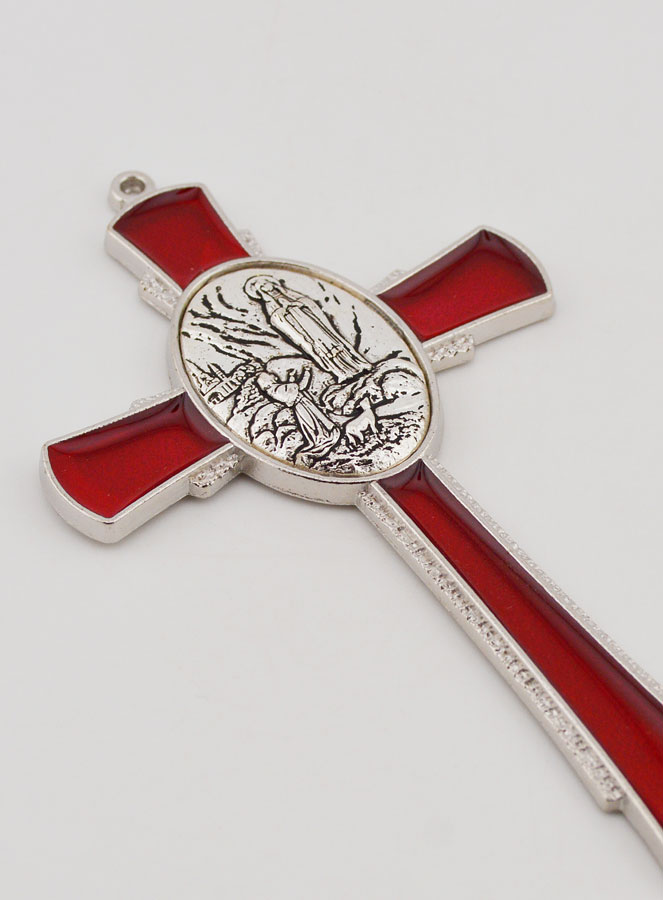 Croce di Lourdes Rossa 10cm - Medaglia delle Apparizioni (pic 3)