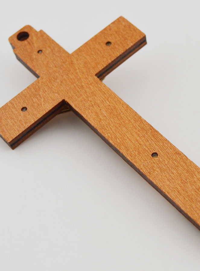 Crocifisso in Legno con Apparizioni di Lourdes - Dorato 12cm (pic 4)