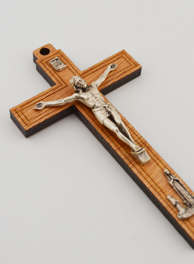 Crocifisso in Legno con Apparizioni di Lourdes - Argentatoato 12cm (pic 3)