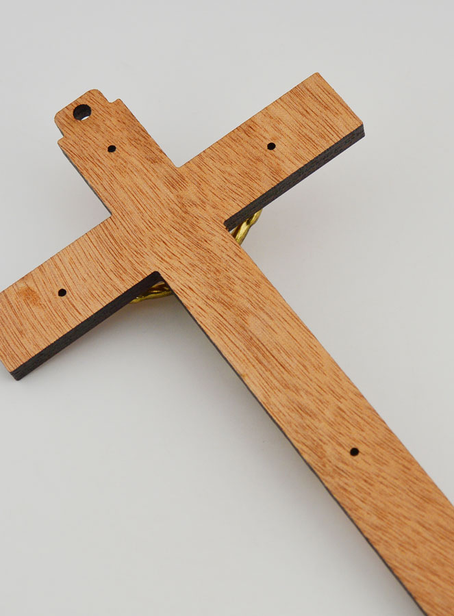 Crocifisso in Legno con Apparizioni di Lourdes - Dorato 21cm (pic 4)