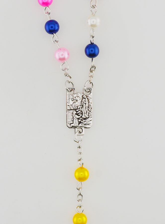Rosario in Perle Multicolore su Catena Argentata - 60 cm (pic 3)