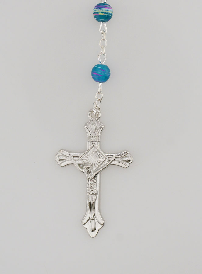 Rosario di Lourdes in Perle Rosse e Blu - 60 cm (pic 3)