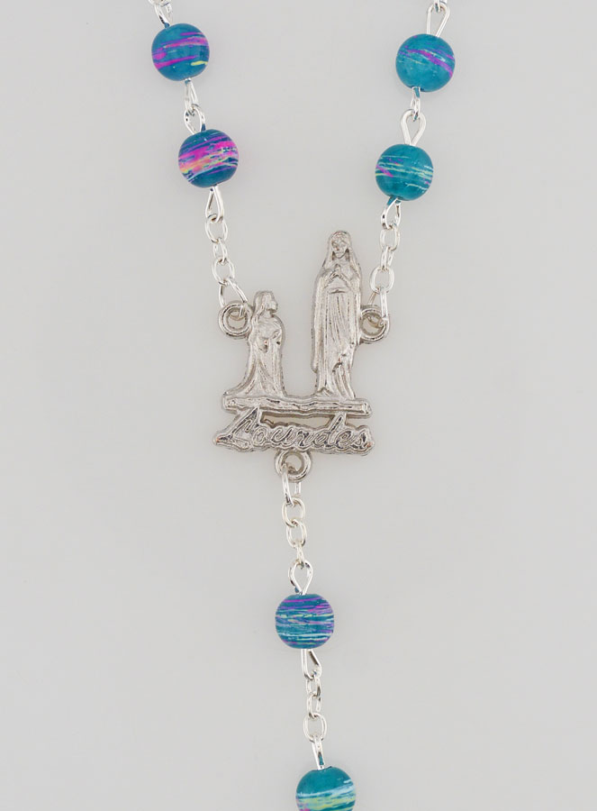 Rosario di Lourdes in Perle Rosse e Blu - 60 cm (pic 4)