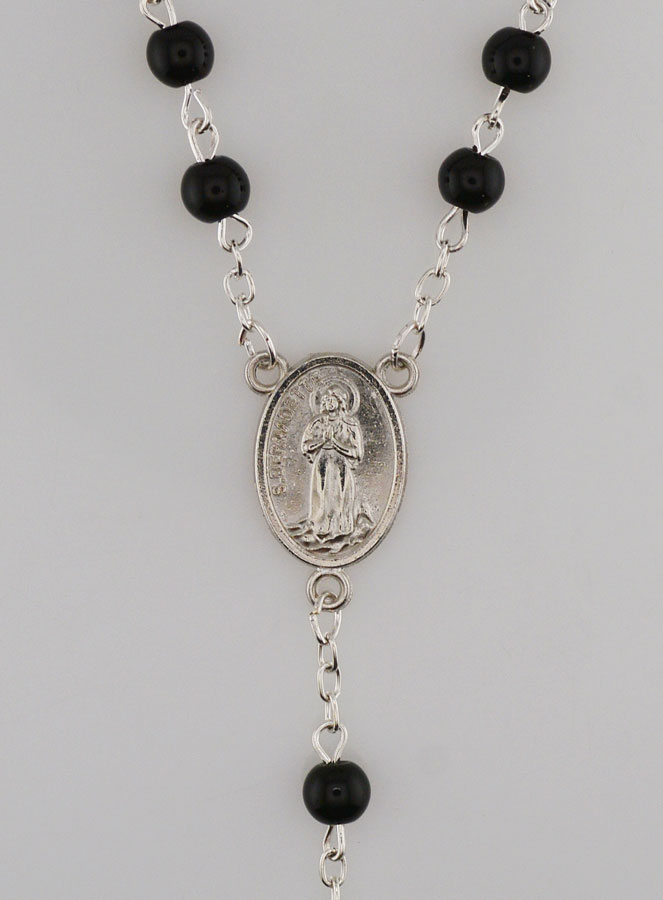 Rosario di Lourdes in Perle Nere - 50 cm (pic 4)