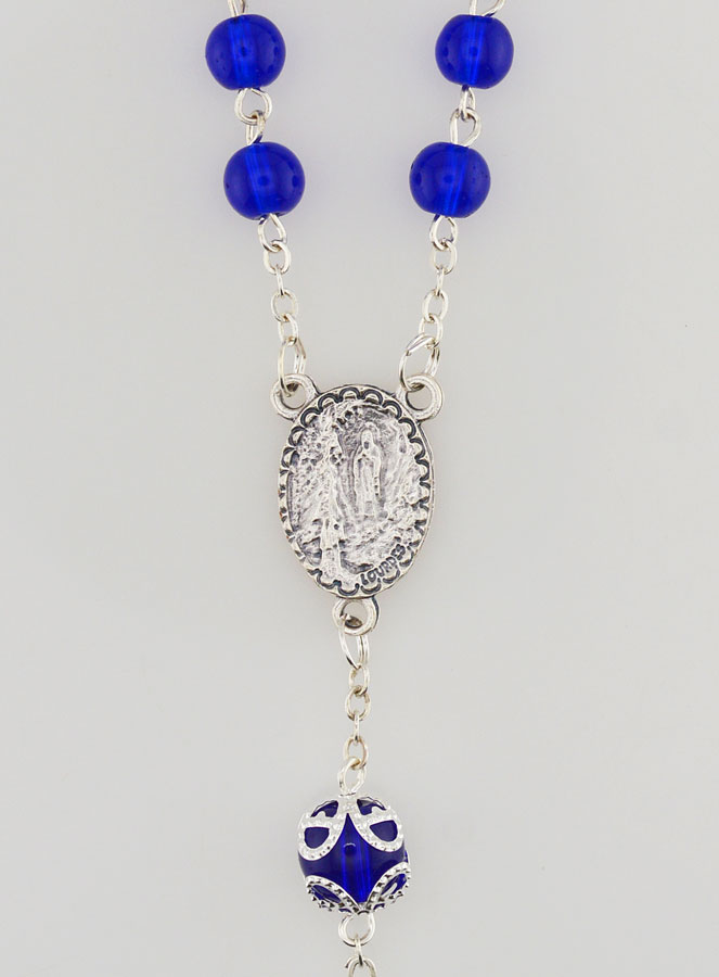 Rosario di Lourdes in Perle di Cristallo Blu - 55 cm (pic 4)