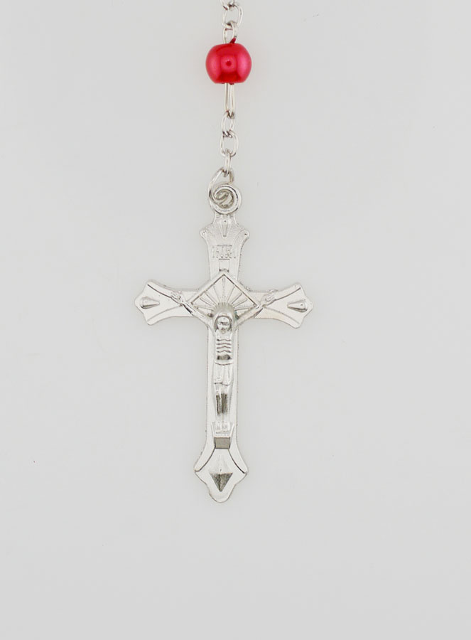 Rosario di Lourdes in Perle Rosse - 60 cm (pic 3)
