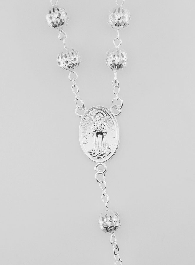 Rosario in Perle D'Argento Intagliate (pic 4)