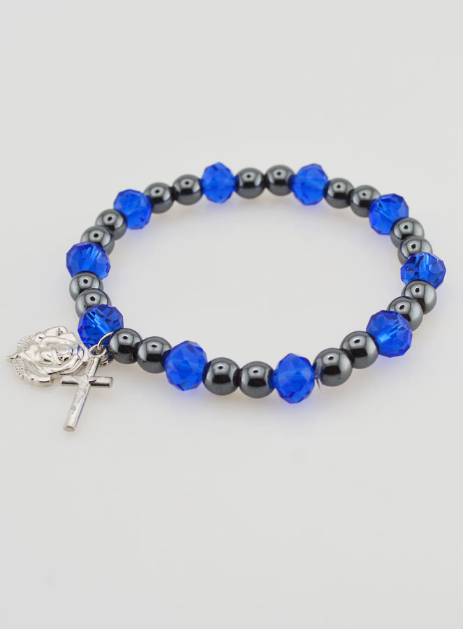 Bracciale Religioso Perle Nere e Blu (pic 3)