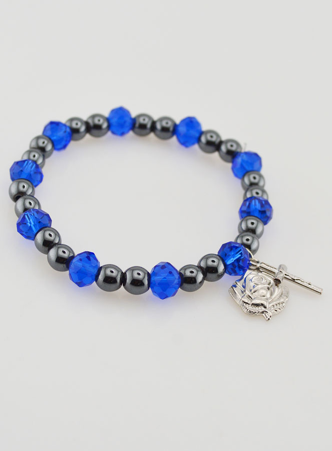 Bracciale Religioso Perle Nere e Blu (pic 4)