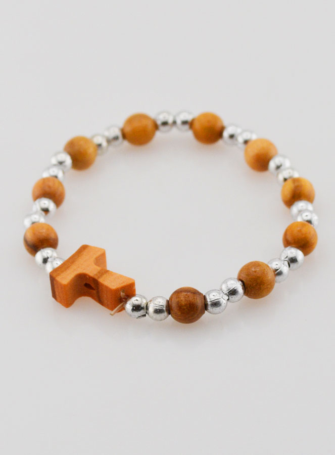 Bracciale Religioso Bambini Croce Tau e Perle Argento (pic 3)