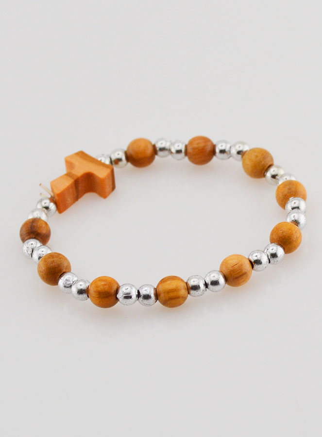 Bracciale Religioso Bambini Croce Tau e Perle Argento (pic 4)