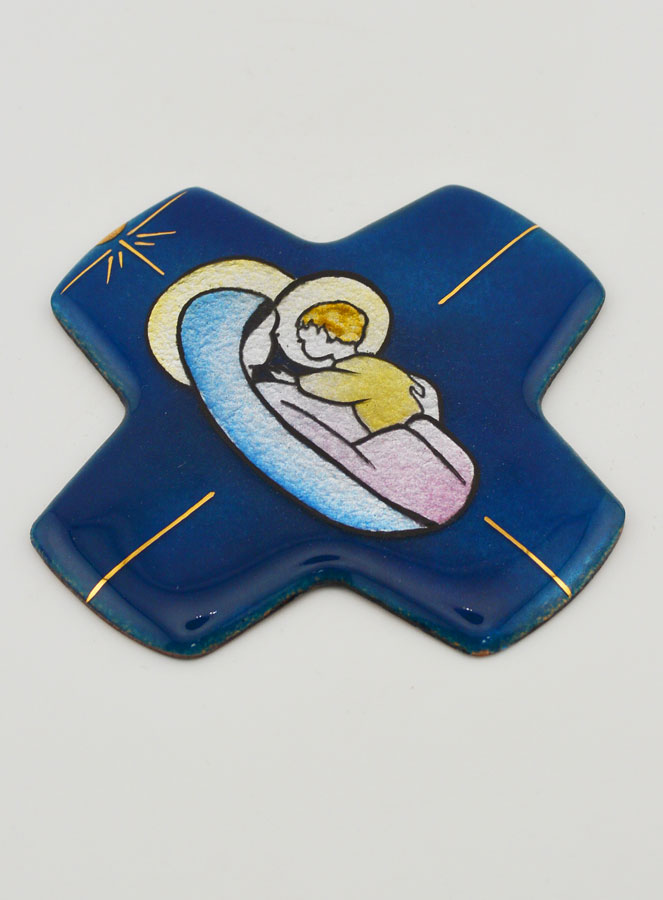 Croce Vergine con Gesù Bambino Quadrata in Smalti (pic 3)