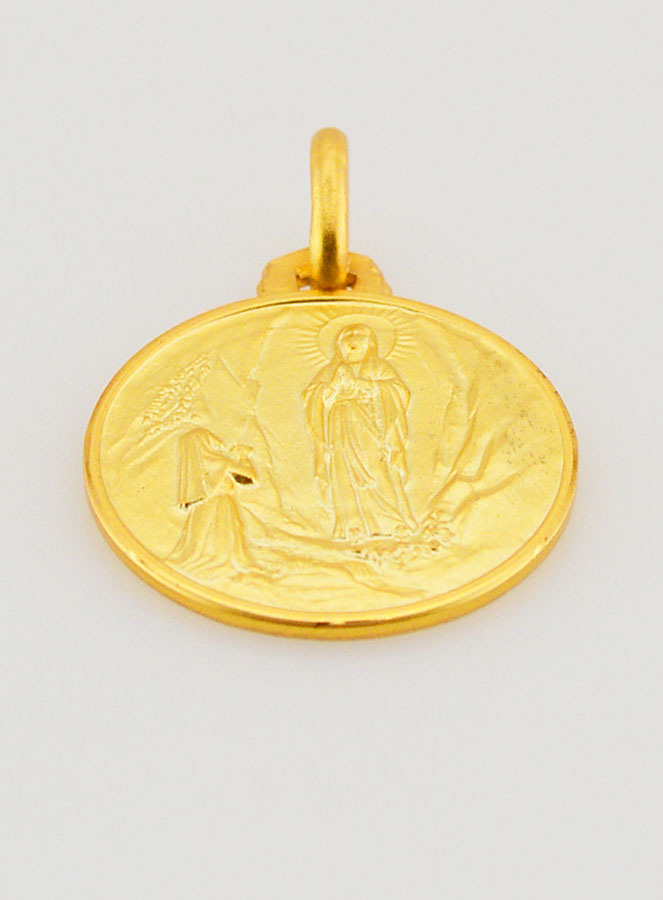 Medaglia di Battesimo Nostra Signora di Lourdes Placcata Oro (pic 2)