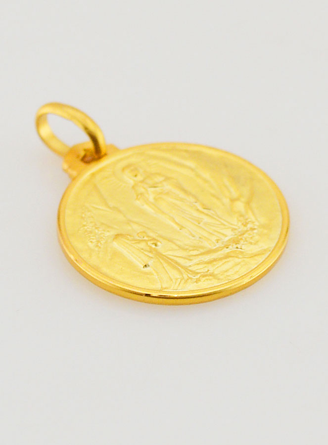 Medaglia di Battesimo Nostra Signora di Lourdes Placcata Oro (pic 3)