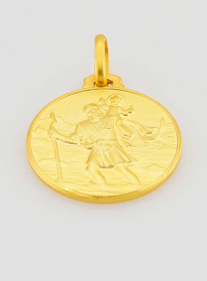 Medaglia di Battesimo San Cristoforo Placcata Oro (pic 2)