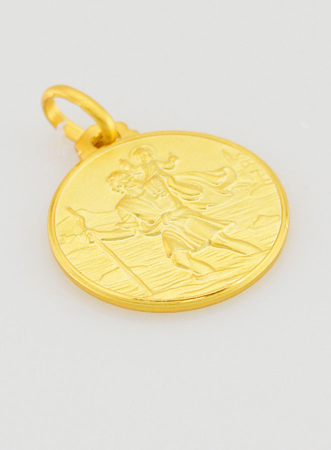 Medaglia di Battesimo San Cristoforo Placcata Oro (pic 3)