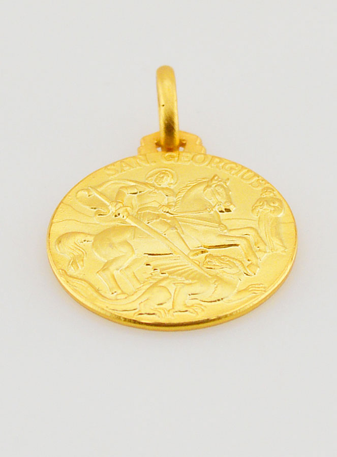 Medaglia di Battesimo San Giorgio Placcata Oro (pic 2)