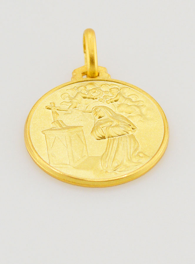 Medaglia di Battesimo Santa Rita Placcata Oro (pic 2)