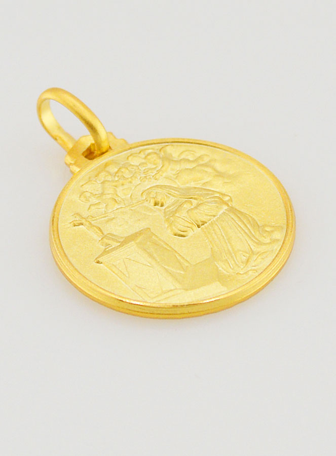 Medaglia di Battesimo Santa Rita Placcata Oro (pic 3)