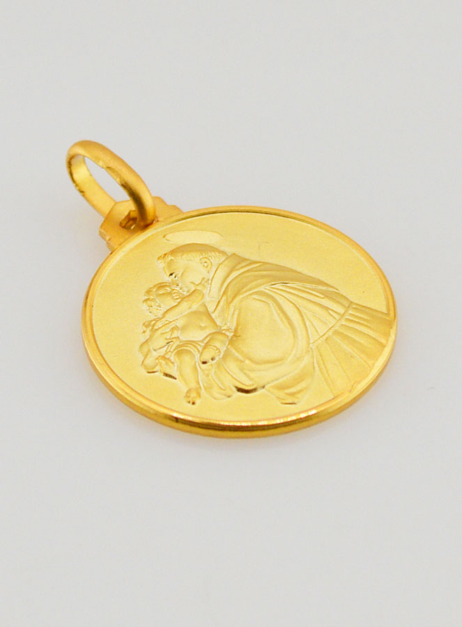 Medaglia di Battesimo Sant'Antonio Placcata Oro (pic 3)