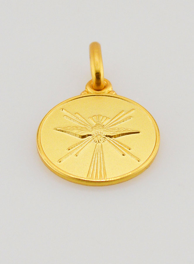 Medaglia di Battesimo Colomba Spirito Santo Placcata Oro (pic 2)