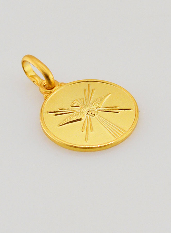 Medaglia di Battesimo Colomba Spirito Santo Placcata Oro (pic 3)