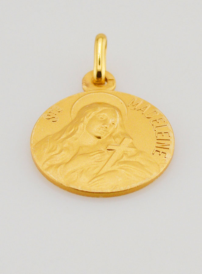 Medaglia di Battesimo Santa Maria Maddalena Placcata Oro (pic 2)