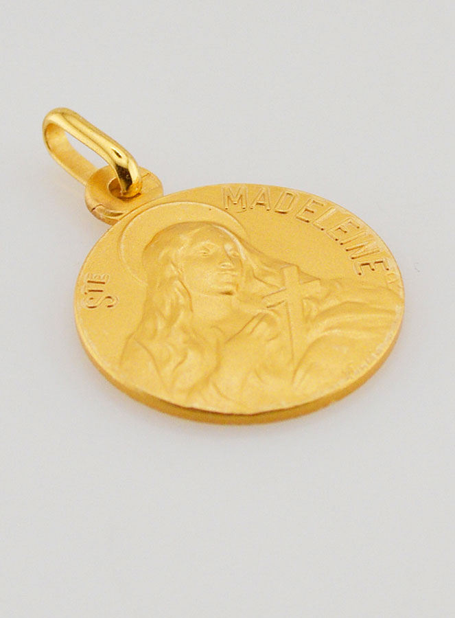 Medaglia di Battesimo Santa Maria Maddalena Placcata Oro (pic 3)