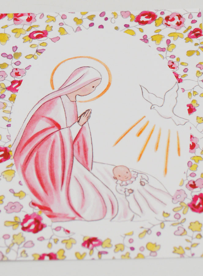 Immagine del Battesimo - Vergine Maria e Colomba dello Spirito Santo - Rosa (pic 2)