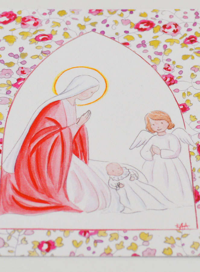 Immagine del Battesimo - Vergine Maria e Angelo Custode - Rosa (pic 2)