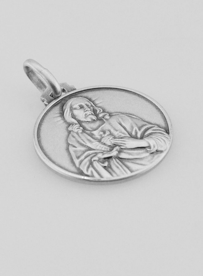 Medaglia di Battesimo del Sacro Cuore di Gesù in Argento - 18mm (pic 3)