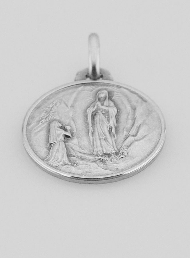 Medaglia di Battesimo Nostra Signora di Lourdes in Argento Massiccio (pic 2)