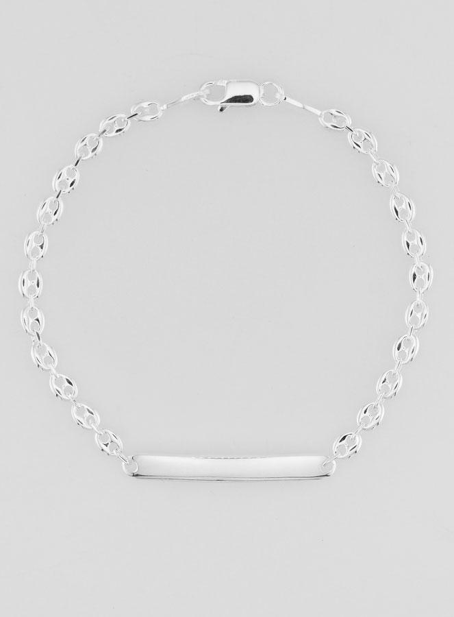 Gourmette di Battesimo in Argento - Maglia Chicchi di Caffé 4mm (pic 2)