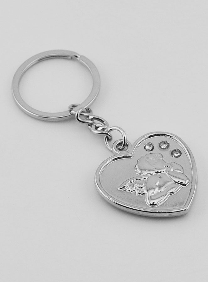 Portachiavi Cuore Angelo Custode Argento e Diamanti Strass (pic 3)