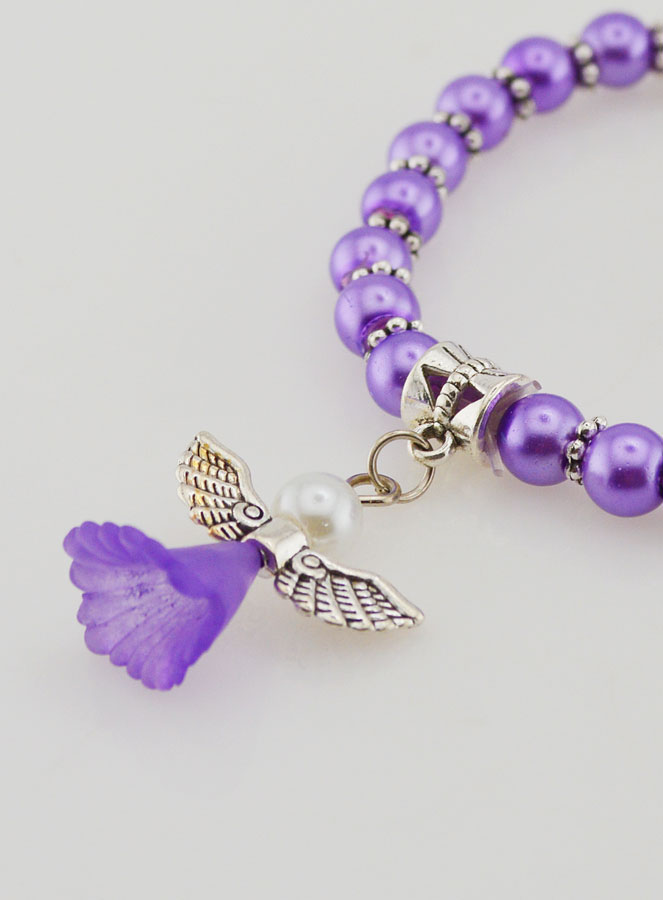 Bracciale Religioso Bambino Angelo Custode - Perle Viola (pic 3)