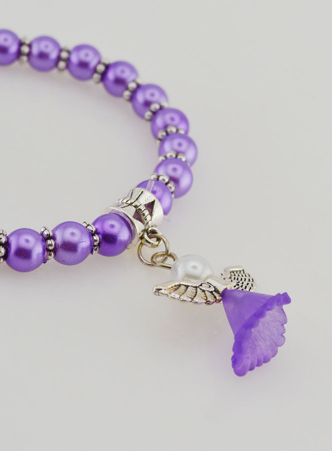 Bracciale Religioso Bambino Angelo Custode - Perle Viola (pic 4)