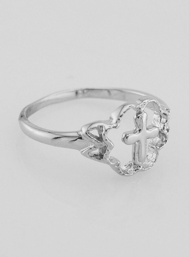 Anello Croce e Fiore in Argento Massiccio - Misura 54 (pic 3)