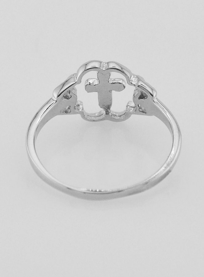 Anello Croce e Fiore in Argento Massiccio - Misura 54 (pic 4)