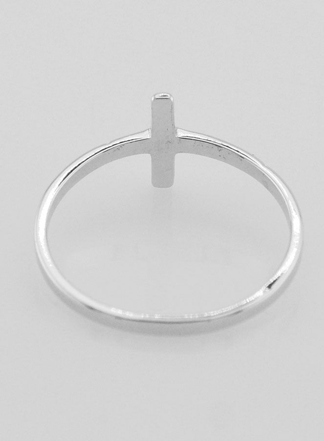 Anello Croce e 1 Diamante Strass - Argento Massiccio - Misura 60 (pic 4)
