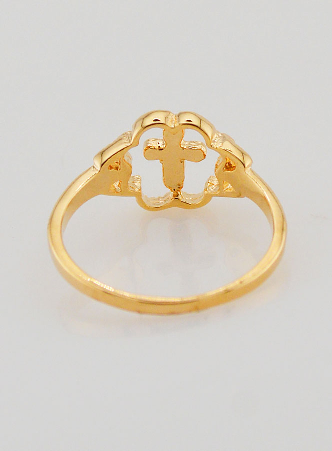 Anello Croce e Fiore Placcato Oro - Misura 54 (pic 4)