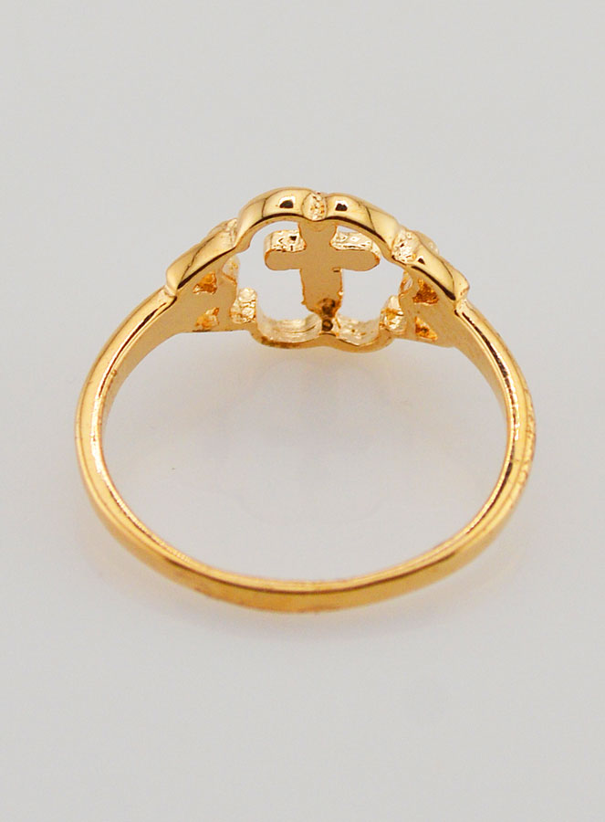 Anello Croce e Fiore Placcato Oro - Misura 56 (pic 4)
