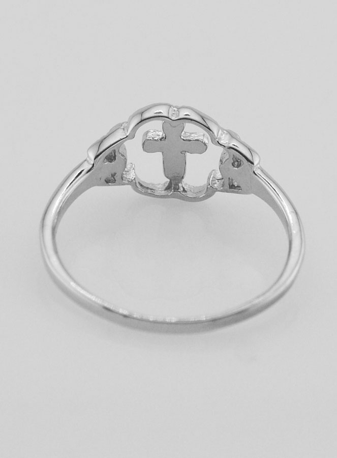 Anello Croce e Fiore in Argento Massiccio - Misura 58 (pic 4)